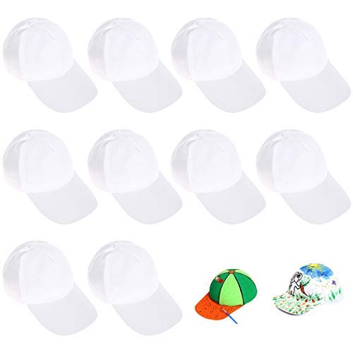 Coxeer 17PCS DIY Kids Baseball Hat Creative Blank Hat Baseball Cap White Painting Polyester Sports Cap for Kids Painting DIY