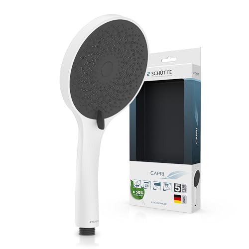 SCHÜTTE Pommeau de Douche Capri avec Technologie Velours 3 Types Jets Réglables Anticalcaire Blanc
