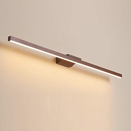 Brun LED Lampe pour Mirior Eclairage de Salle de Bain Applique Mural Moderne Miroir-Avant Garde-robe Tableaux Luminaire Intérieur Couloir Hôtel Balcon Coifeuse IP44,120cm