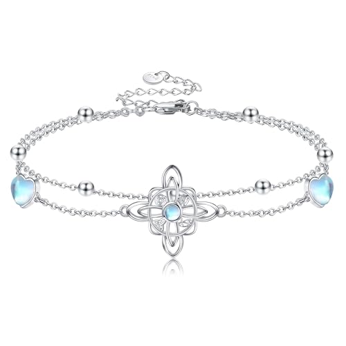 Witches Knot Bracelet Sterling Silver Witches Knot Heart Bracelet Witchy Jewelry Gifts for Women - Main Image