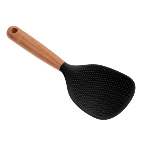 OKUMEYR Non Stick Silicone Rice Spoon with Wood Handle Rice Paddle for Rice Cookers Dishwasher Safe Kitchen Rice Ladle Spoon