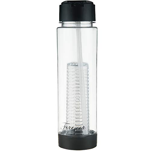 Ferexer Tritan - Botella de agua con pajita, reutilizable sin BPA, 700 ml, color negro