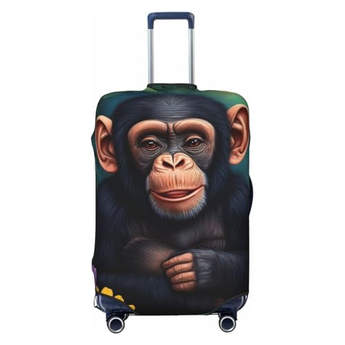 Chimpanzee Jungle Flower Luggage Cover Protector Suit Case Cover Elastic Washable Anti-Scratch For 18-32 Inch Luggage X-Large
