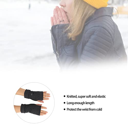 Luvas de malha, proteção de pulso luvas sem dedos de prevenção contra frio, comprimento suficiente p
