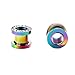 Skcess Tunnel Edelstahl, Tunnel Plug 4mm Mehrfarbig 2Pcs Rostfreier Stahl Mehrfarbiger Reifen mit Zirkonia Geburtstagsgeschenk Ohr Tunnel 4x4mm