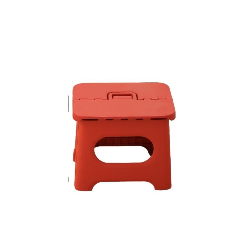 EOFNWKER Small Stool Portable ABS Folding Stool Outdoor Fishing Taboret(Red-Small)