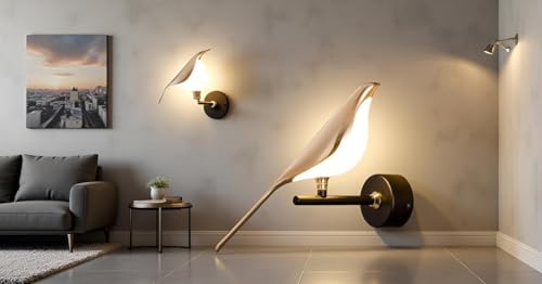 Image of DREAMY DESIGNS Golden Bird Wall Light for Living Room, Modern Wall Lamps for Bedroom, Wall Lights for Home Decoration, Bedside Wall Lamp Scone for resturant /Cafe