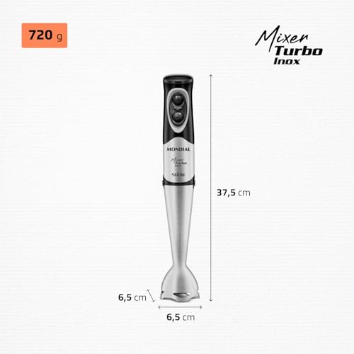 Mixer Turbo Inox, Mondial, Preto/Inox, 500W, 110V - M-16-BI