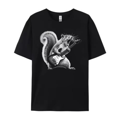 Squirrel Playing Guitar Rock And Roll for Men Women Kids Mens Clothing 2025 Men's Clothing 2025 Valentines Day Black XXL Squirrel Playing Guitar Rock And Roll for Men Women Kids Mens Clothing 2025 Men's Clothing 2025 Valentines Day Black XXL