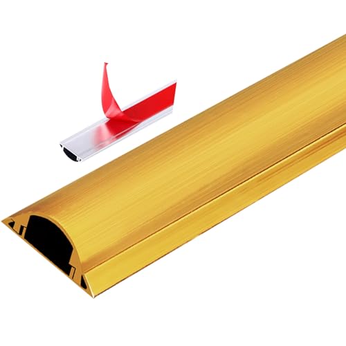 Canaletas para cables autoadhesivas de aleación de aluminio, para pared y piso, 1 m, color dorado, ancho 28 mm (No.3) miniatura 1