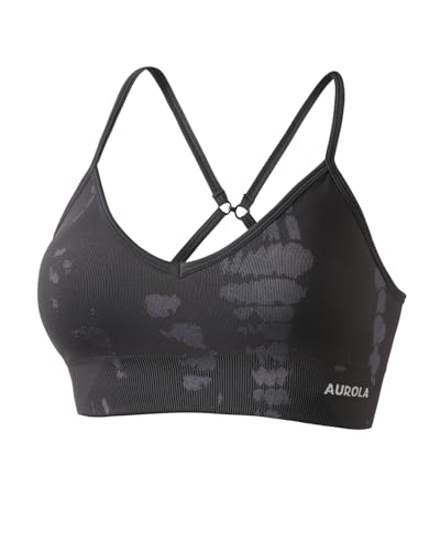 Image of AUROLA Serpent Seamless Sports Bras for Women,Backless Padded Strappy Workout Gym Yoga Crop Tops