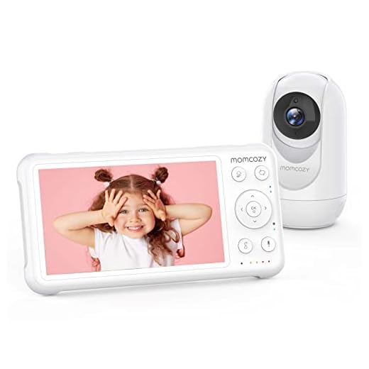 momcozy Babyphone con cámara 5 Pulgadas HD 1080P Video babyphon sin WiFi Batería de 5000 mAh Babyphon Visión Nocturna infrarroja Lente Gran Angular 2 vías de Audio Modo VOX Alcance de 960 pies