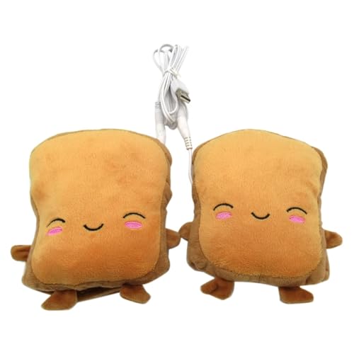 Smaeti 1 Pair USB Hand Warmers, Bread Toast Fingerless Hand Warmer as Gift for Women and Kids Winter Fashion - Smiling Expression Style A