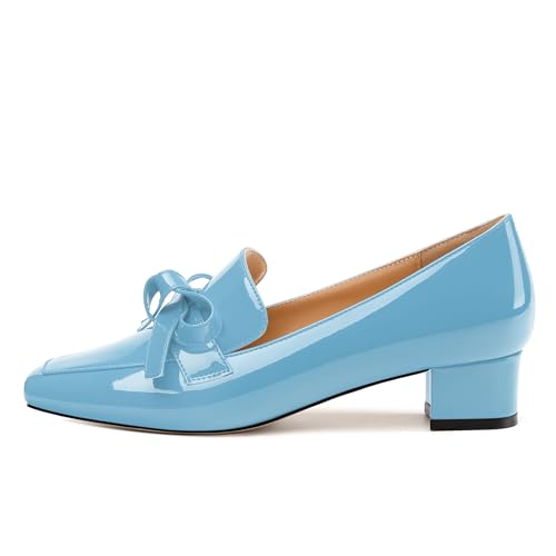 Image of Womens Loafer with Heel, Comfortable Chunky Heels for Women, Loafers Shoes with Bowknot Womens Bunion Dress Shoes