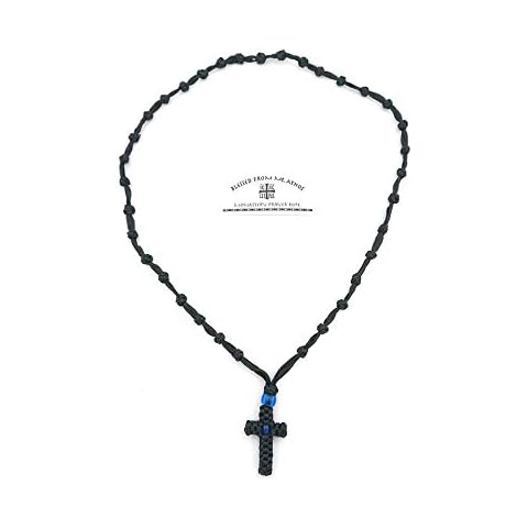 Blessed Greek Christian Orthodox Handmade Black Prayer Rope Necklace Cross -Mt Athos Fragrance With Holy (Chrism- Myrrh) Cover