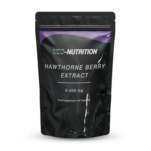 Organic Hawthorn Berry 6000mg High Strength Hawthorn Supplement 60 Vegan Capsules Resealable and Recyclable Pouch by Neo Nutrition