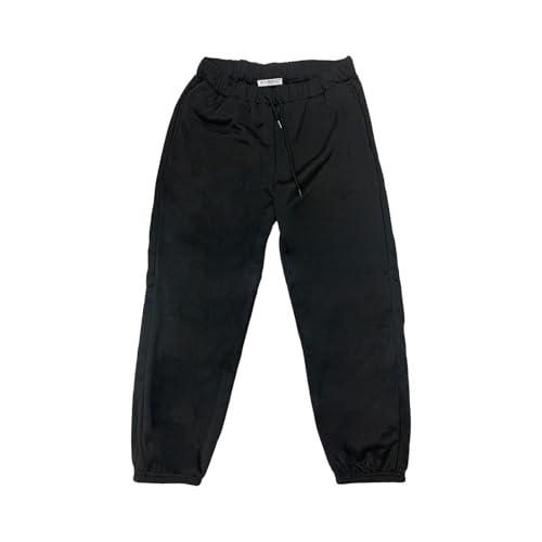 ENVMENST Pull-on Stretch Twill Pants, Elasticized Drawstring Waistband, Comfortable Fit Black