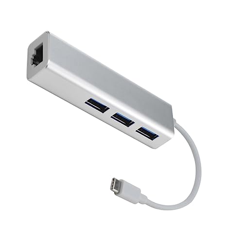 Housoutil Type c to USB Hub LAN Ethernet Adapter for Laptop and Computer White High-Speed Data Transfer Driver Installation Compatible