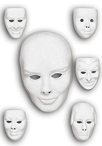Preisvergleich Produktbild Carnival Toys Weiße Kunststoffmaske aus Kunststoff, Verschiedene Ausdrücke