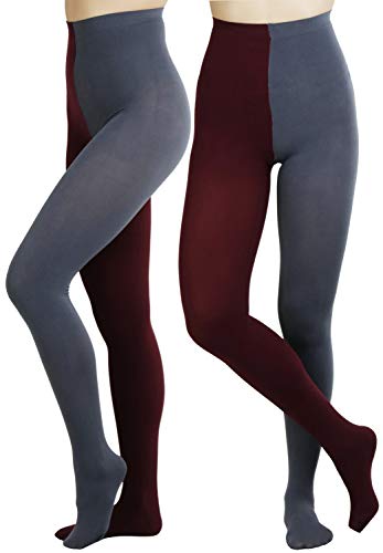 Image of ToBeInStyle Women's Two Toned Vibrant Jester Contrast Opaque Multicolored Tights