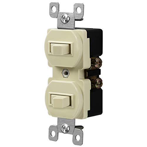 Enerlites Duplex Double Toggle Light Switch, Single Pole, Side, Copper Wire Only, Grounding Screw, Residential Grade, 15A 120V, Ul Listed, 82150-I, Ivory #TOP1