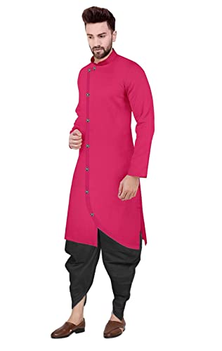 Image of Trustous Mens Cross Kurta Dhoti Set In Cotton