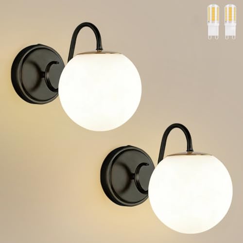 Image of Vintage Matte Black Bathroom Wall Sconces, Include G9 bull, 2-Pack