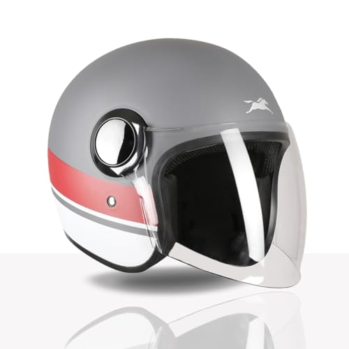 Image of TVS Silk Route Helmet for Men & Women | Vintage Open Face Helmet with Clear Visor | ISI & DOT Certified | ABS Shell | EPS Liner | Retro Stylish for City & Highway Riding