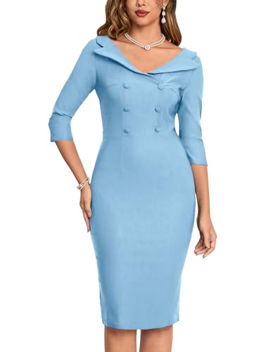 Muxxn MX-8118-AIRY BLUE 1-S Women'S Sweetheart Neckline Bodycon Dresses Split Wedding Guest Formal Pencil Dress  thumb #6