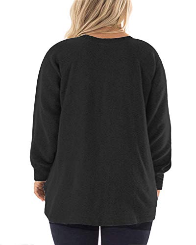 DOLNINE Women's Plus Size Sweatshirts Color Block Long Sleeve Pocket Shirts Tops3