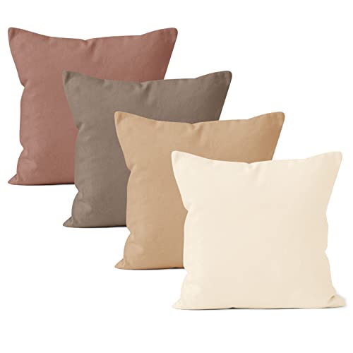 Encasa XO Cotton Throw Pillow Covers Set of 4 I 18x18 in (45x45 cm)