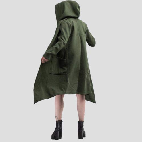 Hulpvktsgiq Men's Long Hooded Cardigan Ruffle Shawl Collar Open Front Outwear Lightweight Drape Cape Overcoat3