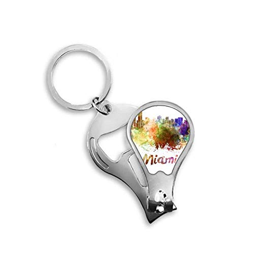 Coupe-ongles de pieds motif Miami Ville Aquarelle en acier inoxydable durable