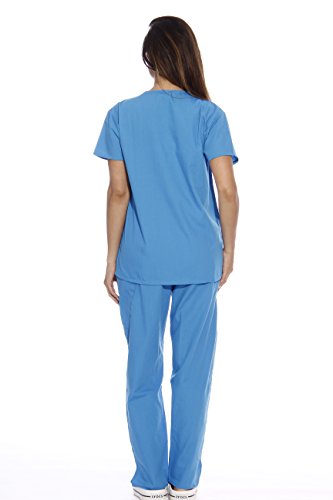 Image of Just Love Women's Medical Scrubs Set, 6-Pocket V-Neck Top & Cargo Pants, Cotton Blend Nursing Uniform