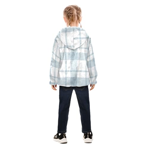 Blue Gingham Stripes Sherpa Lined Toddler Hoodie4