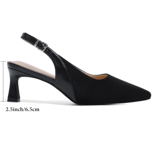 Image of Mostrin Kitten Heels for Women Slingback Pointed Closed Toe Heels Women's Pumps Shoes for Wedding, Party, Commuting