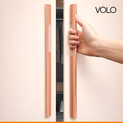 Image of VOLO Wardrobe and Cabinet Pull Handle - Versatile Handles for Wardrobes, Drawers, Sliding Closets, and Doors in Kitchens, Offices, and Bedrooms (SAC-35) (Rose Gold, 450MM (18 Inch)) Pack of 1
