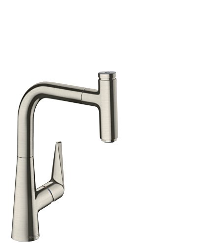 Hansgrohe Talis Select S Stainless Steel Bar Kitchen Faucet, Kitchen Faucets With Pull Out Sprayer, Faucet For Kitchen Sink, Magnetic Docking Spray Head, Stainless Steel Optic 72822801 #TOP8