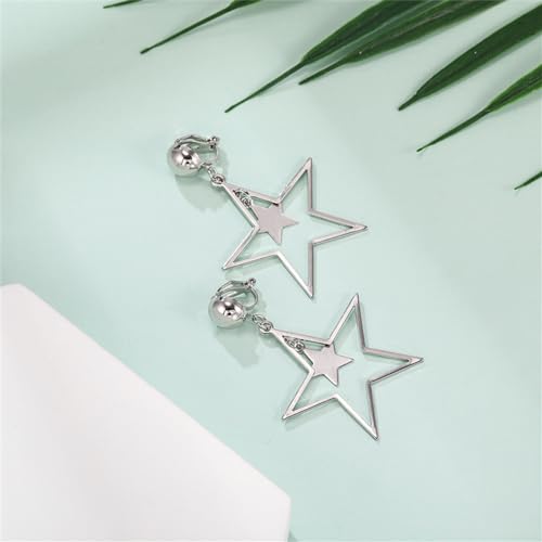 Star Dangle Drop Earrings for Women Double Star Clip on Earrings Y2K Non Piercing Ear Clip Earrings Birthday Party Jewelry Gifts2
