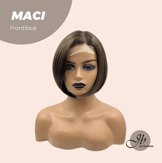 Miniatura 2 de MACI - Peluca de encaje frontal de 10 pulgadas con raya lateral, pelucas cortas de corte Bob marrón para mujer, pelucas sintéticas naturales para