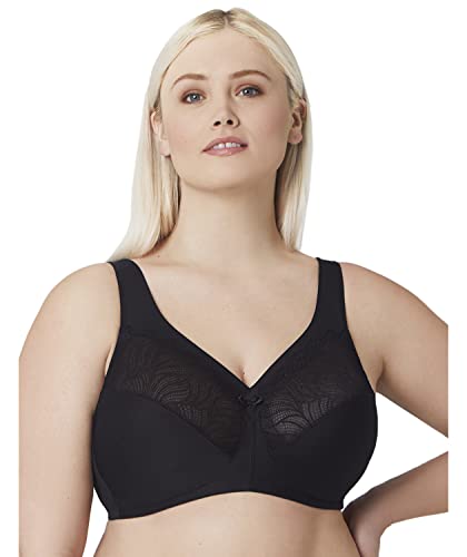 Glamorise MagicLift #1010-Sujetador de sujeción Natural sin Aros Sujetador de Cobertura Completa, Traslúcido, Negro, 130C para Mujer