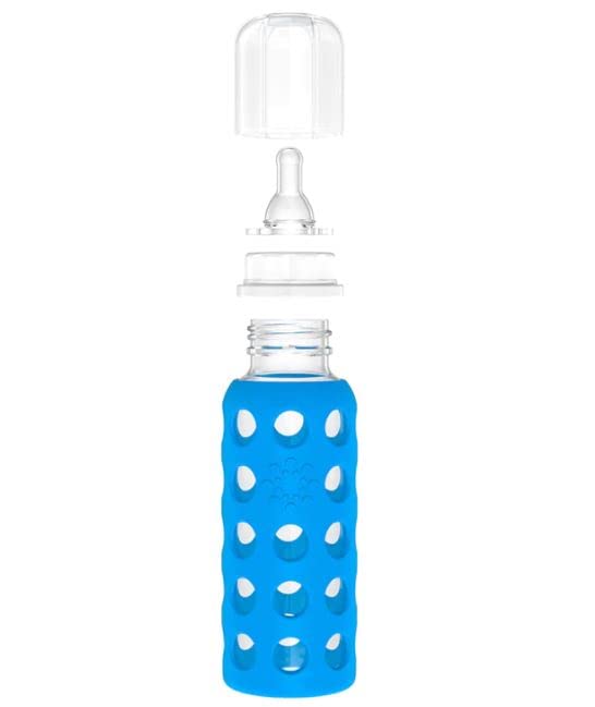 Miniatura 6 de Lifefactory Biberones de vidrio con protección de silicona, paquete de 4, botellas de 4 oz9 onzas, (2 - azul cobalto y 2 - cataloupe)