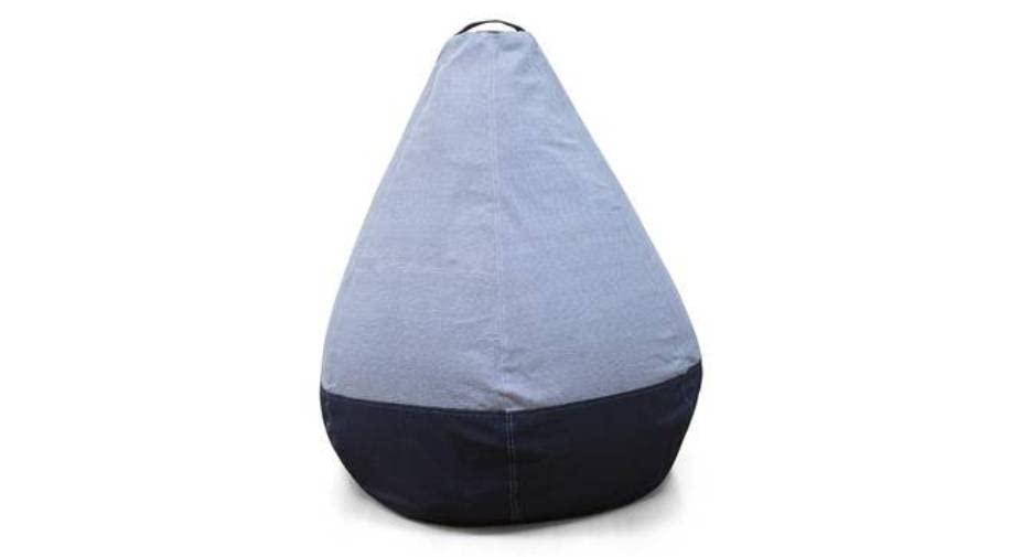 Premio, Classic 100% Cotton Canvas Printed Bean Bag Cover, Jumbo SAC Size Blue Stripes with Blue Denim Color