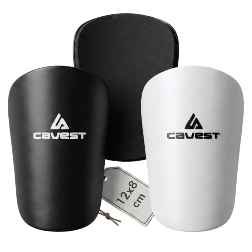 Cavest Mini protège-tibias football enfant et adulte - Petits protège-tibias 12 x 8 cm - Ultra légers 30 g avec mousse EVA - Mini protège-tibias football confortables et résistants - Blanc et noir