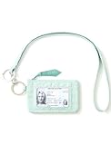 WONDERFUL FLOWER Lanyard Wallet for Women, ID Card Holder, Lanyards for ID Badges, Floral Zip ID Case Keychain Small Coin Purse Cards, Cash, Work, Travel, Cruise, Teachers, Students, Kids, Mint Green