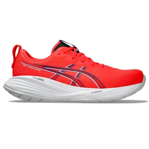 ASICS ASICS Men's Gel-Cumulus 27 Running Shoes, Glacier Grey/Mid Grey, Flash Red White, 50.5 EU