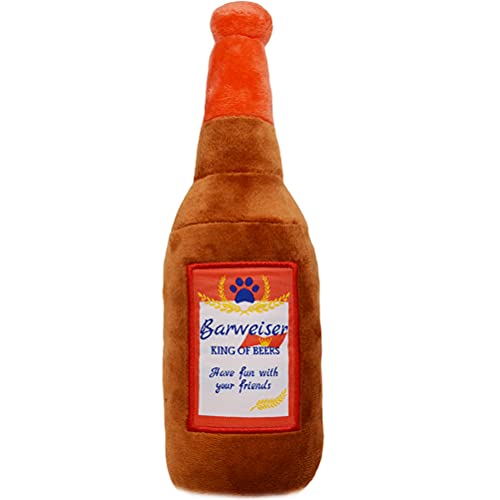 Bierhund, quietschendes Plüschtier, Barweiser, lustiges Getränk, Parodie, Kauspielzeug für kleine bis mittelgroße Hunde Cover