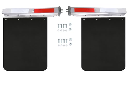 Image of 1 1 /8 inch Straight Mud Flaps Hangers Set for Semi Truck Stainless Steel Mudflap Hangers with 1 /5 inch Thick 24 inchx30 inch Mudflaps