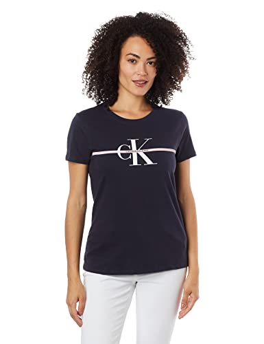 Blusa Slim faixa, Calvin Klein, Feminino, Azul, G