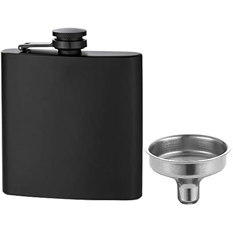 YFS Hip Flask for Liquor Matte Black 6 Oz Stainless Steel Leakproof with Funnel, Great Gift Idea Flask, Groomsmen Gift Cover